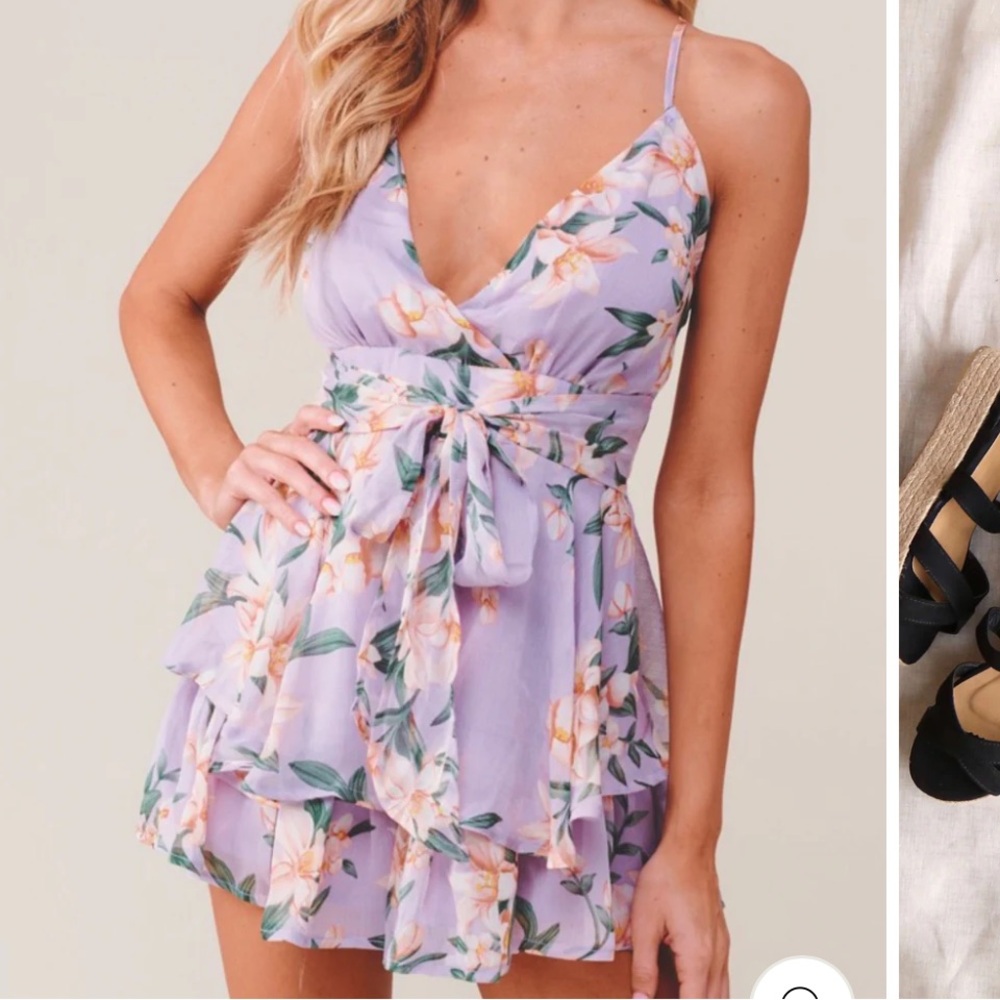 American Threads
RUFFLED FLORAL CHIFFON ROMPER IN PURPLE